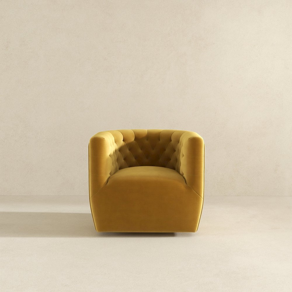 Delaney Gold Velvet Swivel Chair. Picture 5