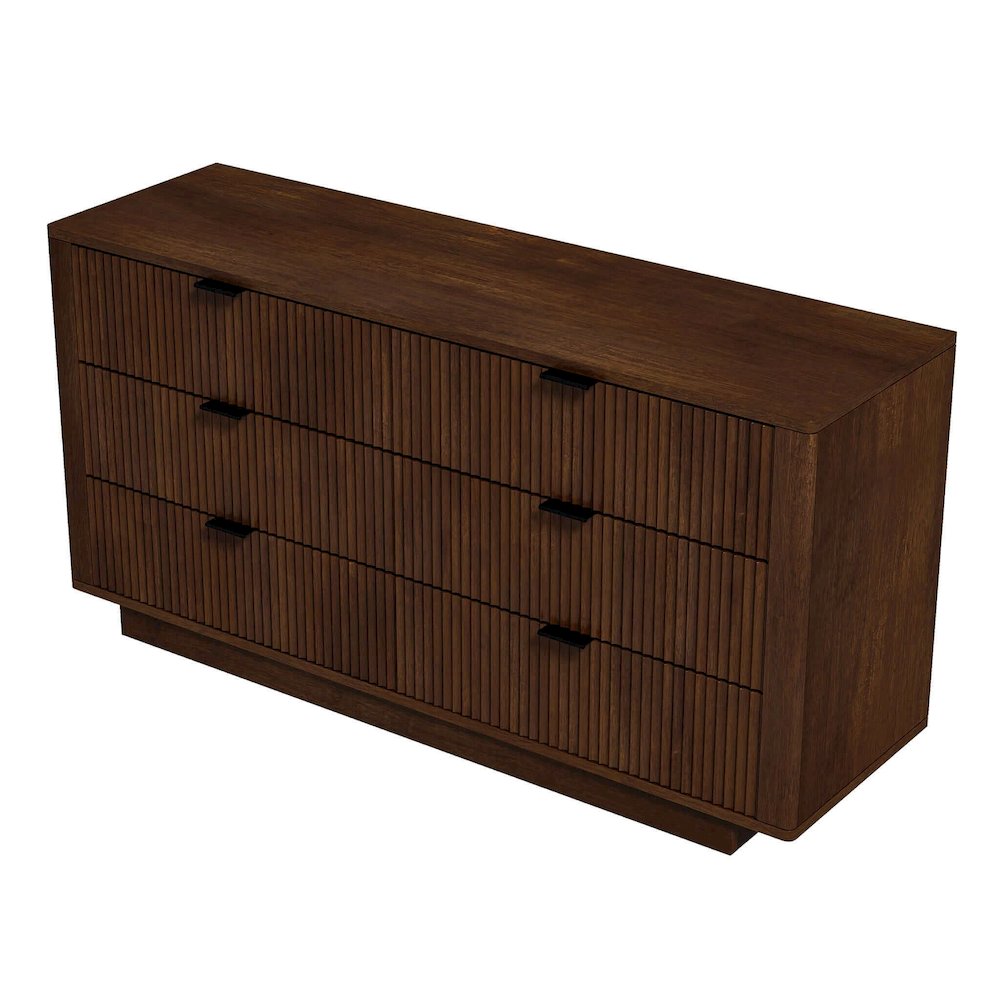 Lola Mid Century Modern Walnut Dresser With 6 Drawers. Picture 1