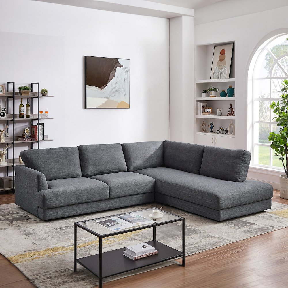Glander Grey Fabric Right-Facing Sectional Sofa. Picture 2