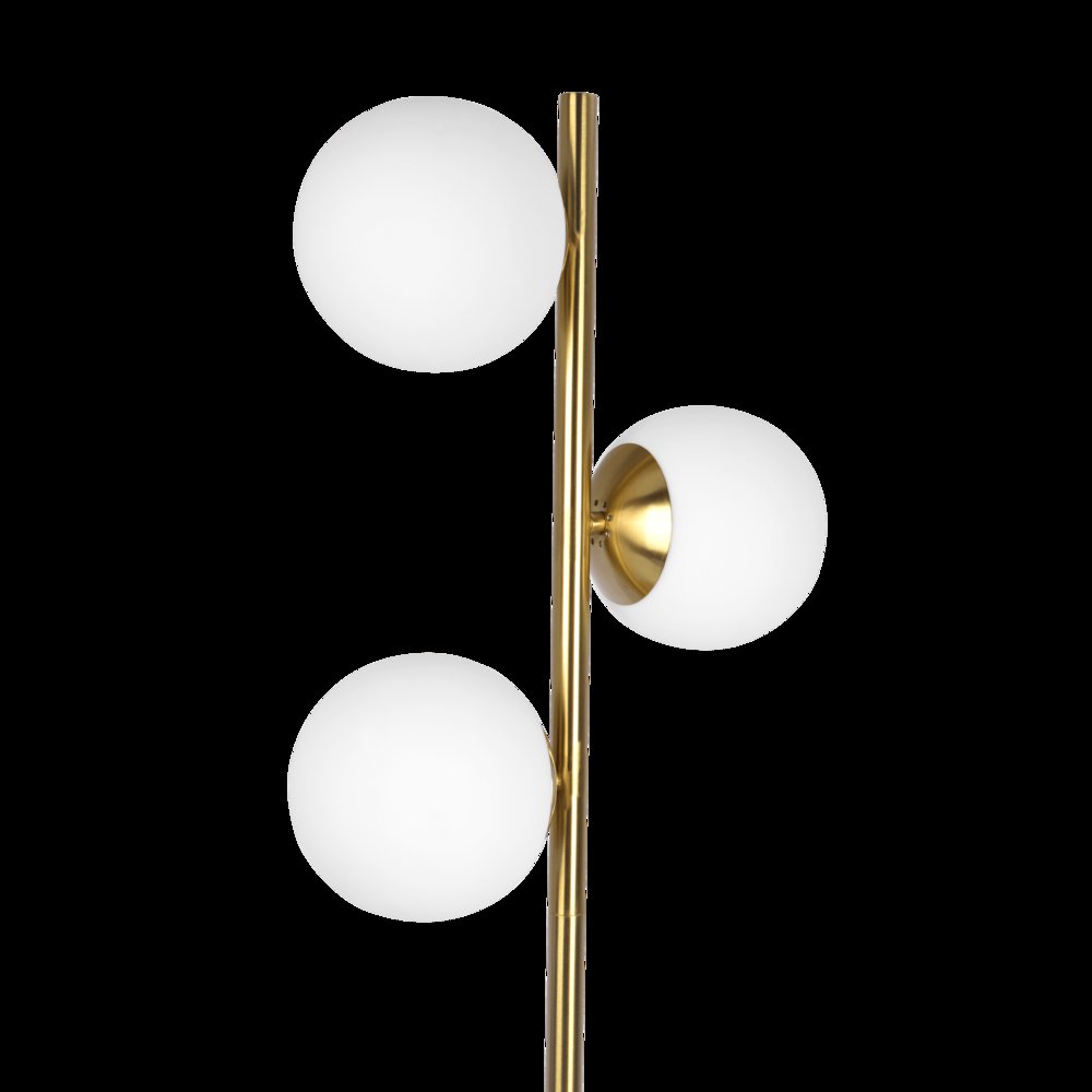 Brilliance Modern Gold Brush Floor Lamp, Opal Glass Shades and Round Metal Base. Picture 4