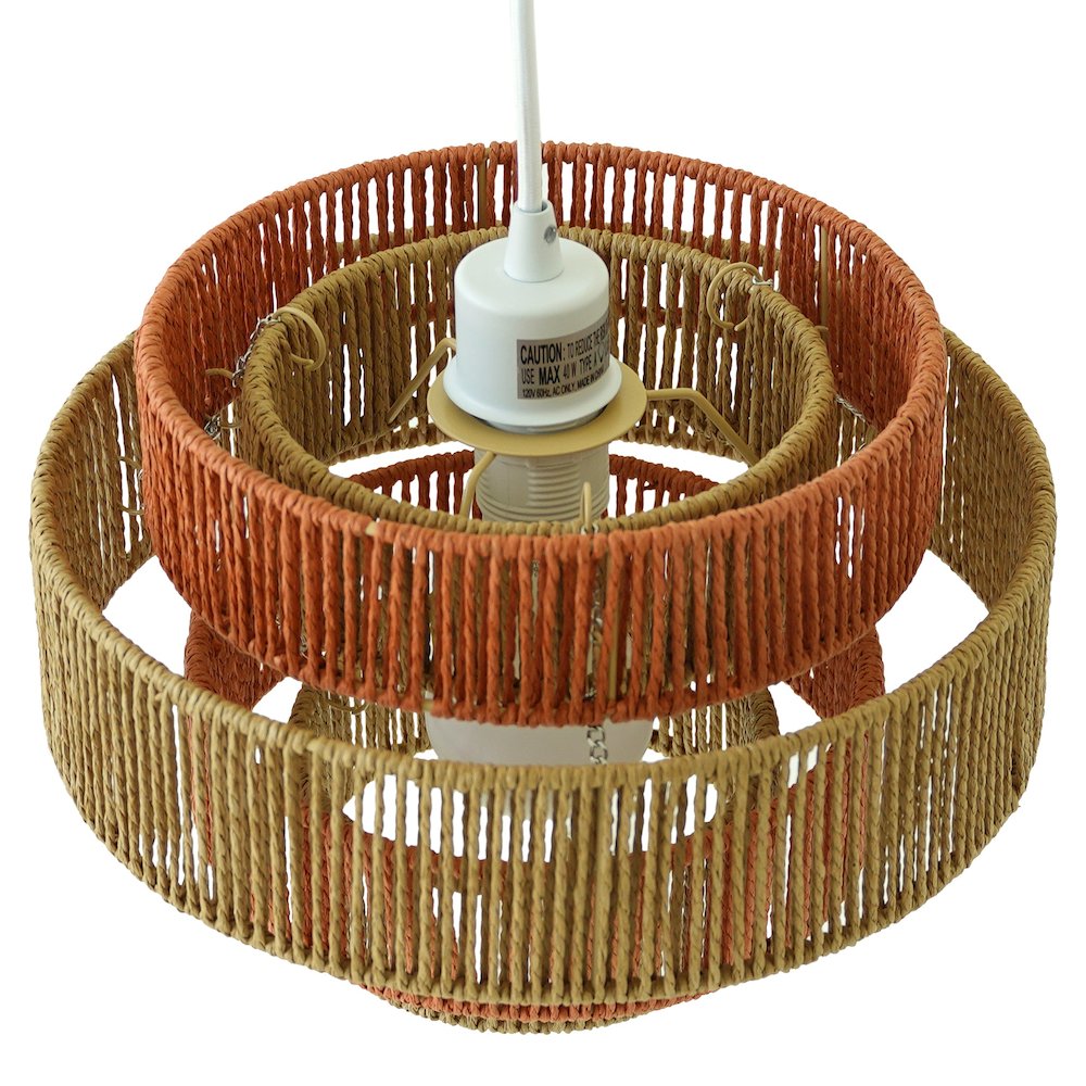 Dorset Pendant Lamp - White and Natural/Terracotta. Picture 4