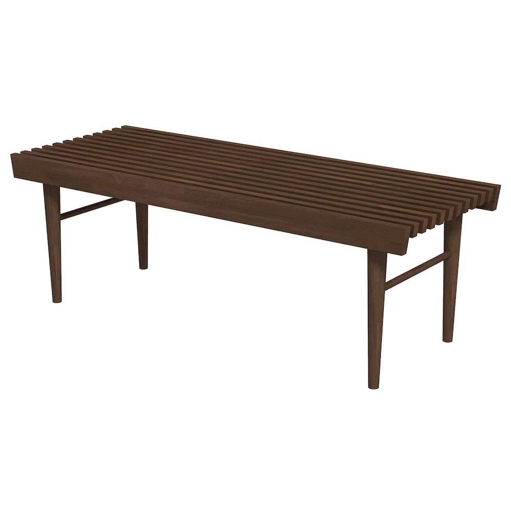 Brown Teak Wood Entryway Bench, Solid Wood Bedroom Bench for Dining Use. Picture 2