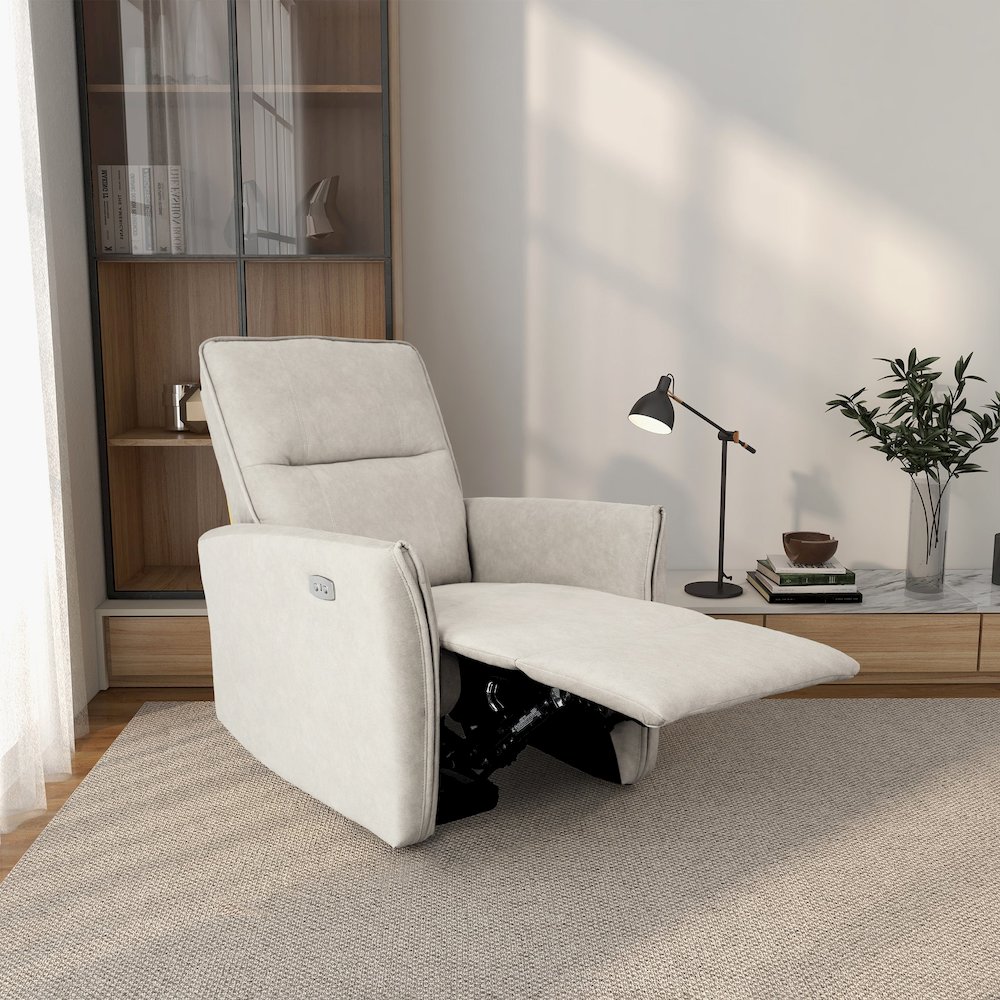 Asheville Cream Suede Recliner Chair. Picture 4