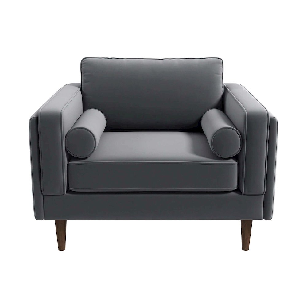 Amber Grey Velvet Lounge Chair. Picture 2
