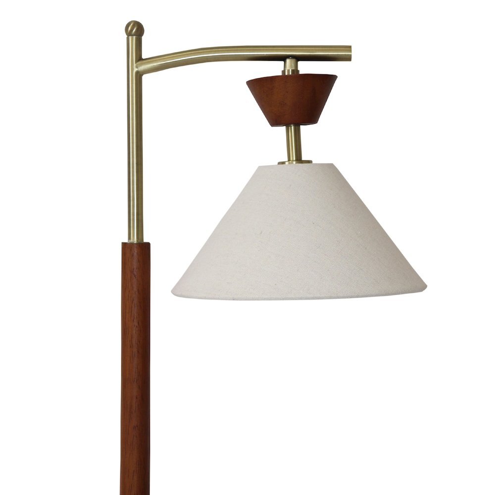 Dreamlight Table Lamp, Brown Solid Wood Base with Elegant Cone Linen Shade. Picture 3