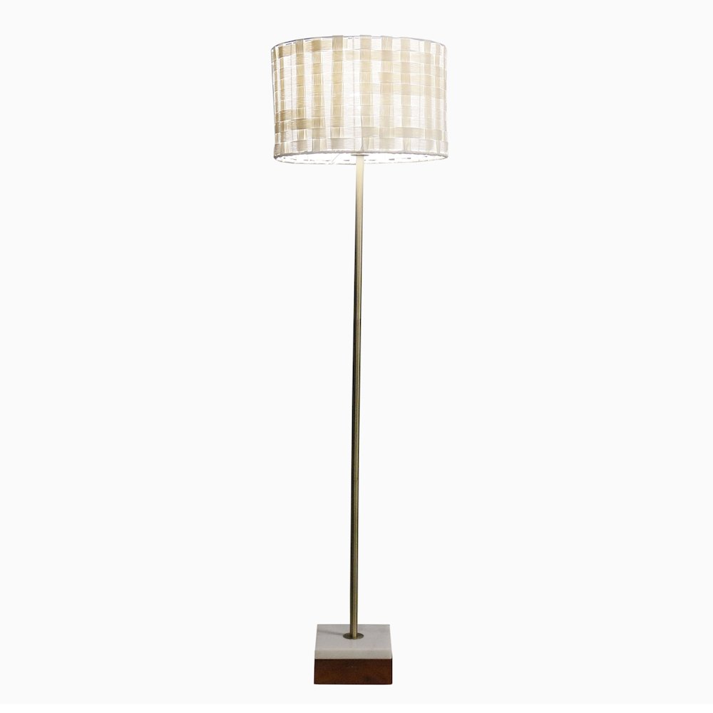 Viora Marble Base Floor Lamp - Dark Brown and White. Picture 1