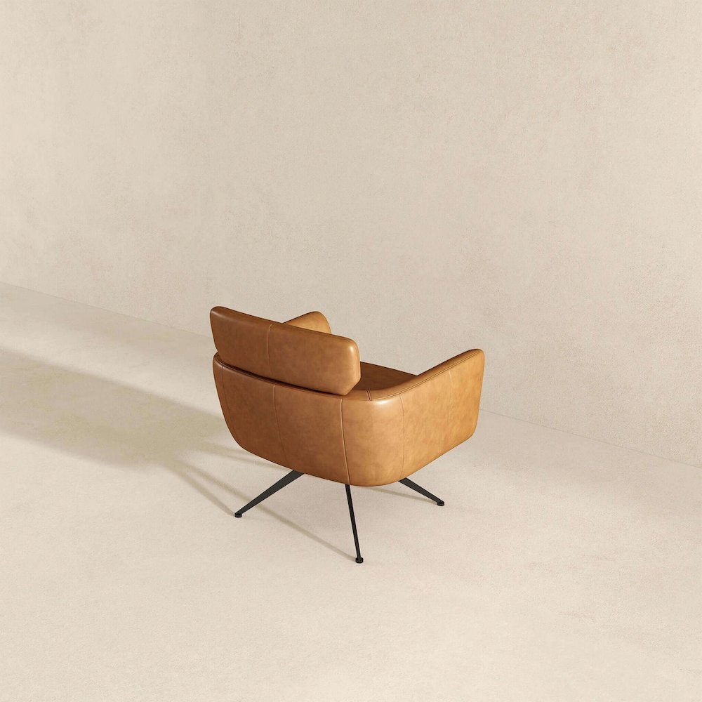Camila Tan Leather Lounge Chair. Picture 5