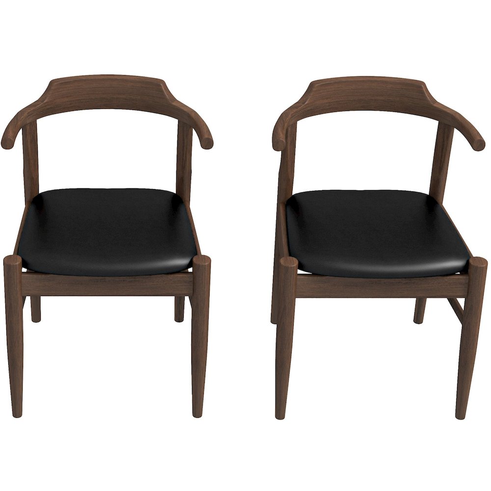 Leon Mid-Century Modern Black Vegan Leather Dining Chair (Set of 2). Picture 6