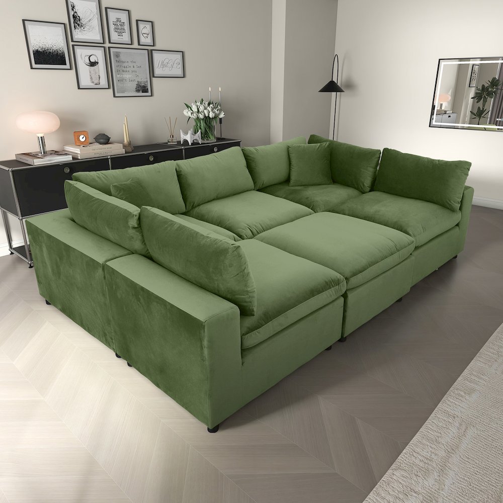 Hayward Olive Green Velvet Modular Sectional Sofa. Picture 5