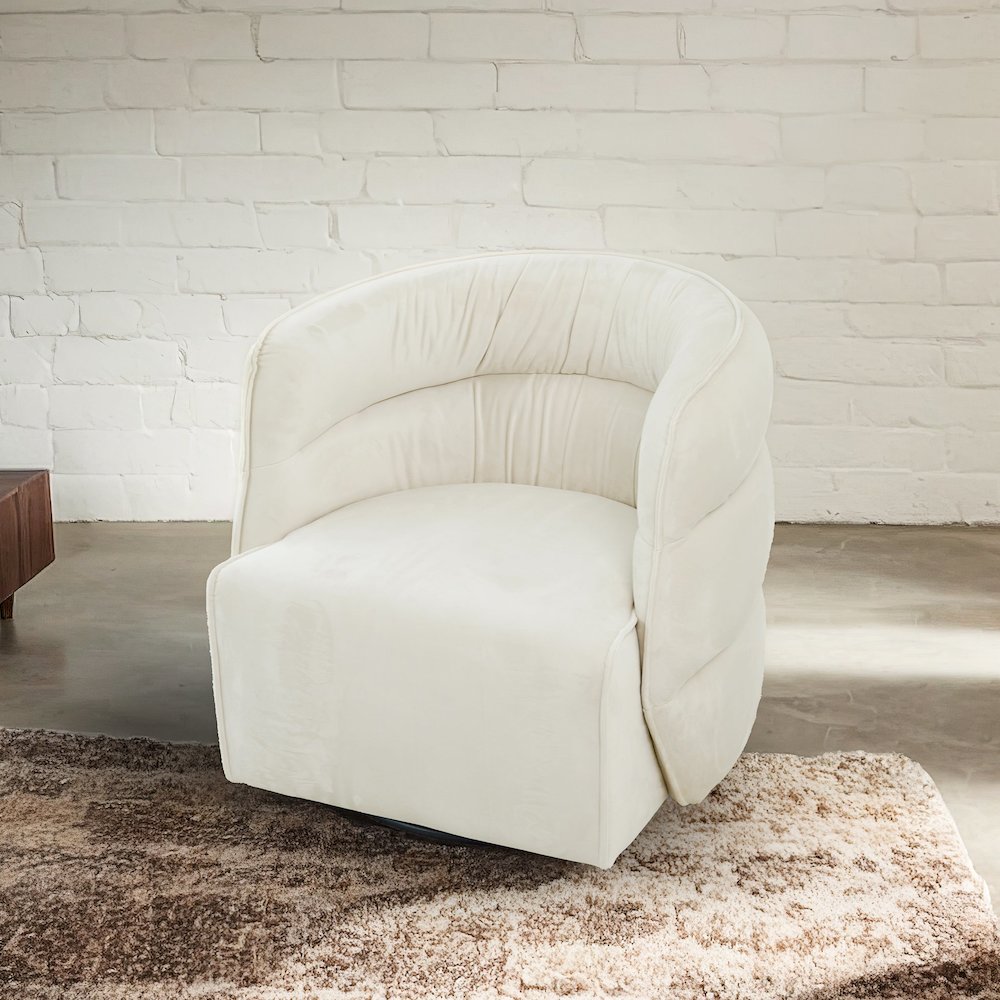 Walden Swivel Chair - Cream Velvet. Picture 5