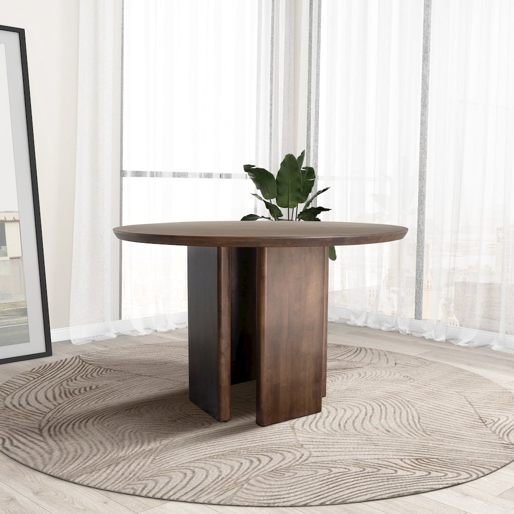 Alden Round Walnut Dining Table. Picture 2