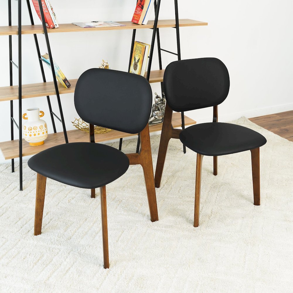 Kelsey  Black Leather Dining Chair (Set Of 2). Picture 3