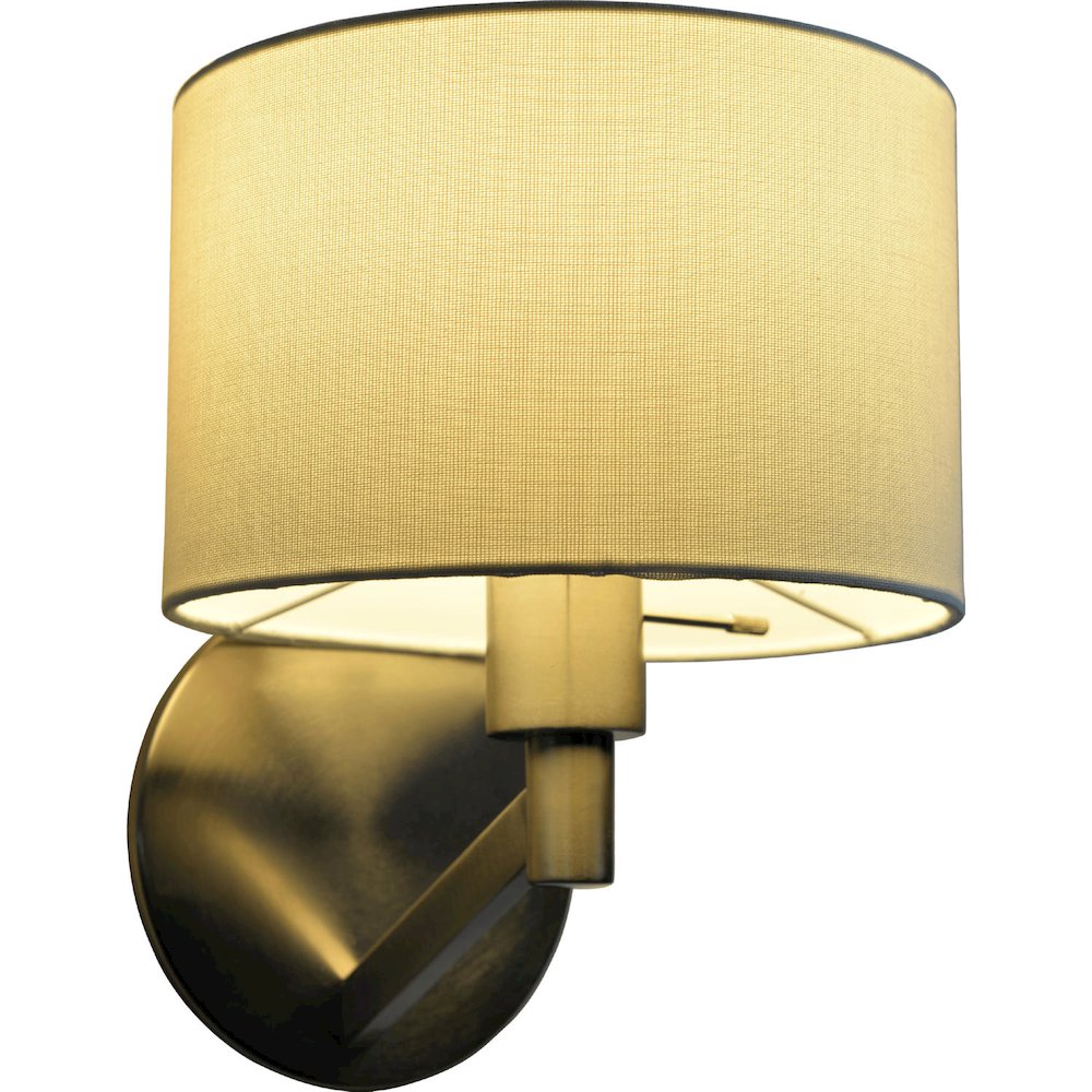 Nebula Brushed Nickel Base Wall Lamp with Rotary Switch White Fabric Shade. Picture 2