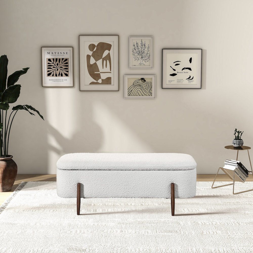 Sarna Ivory Boucle Bench. Picture 2