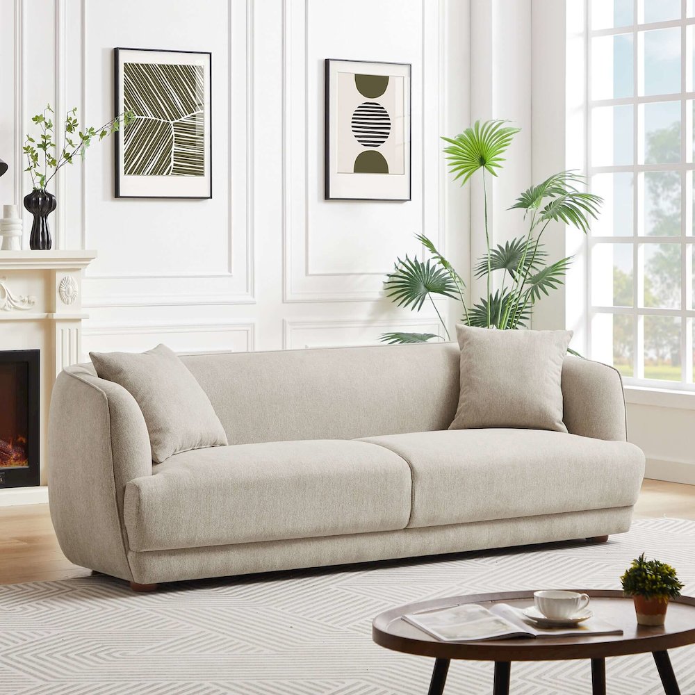 Larisa Mid Century Modern Linen Sofa. Picture 2