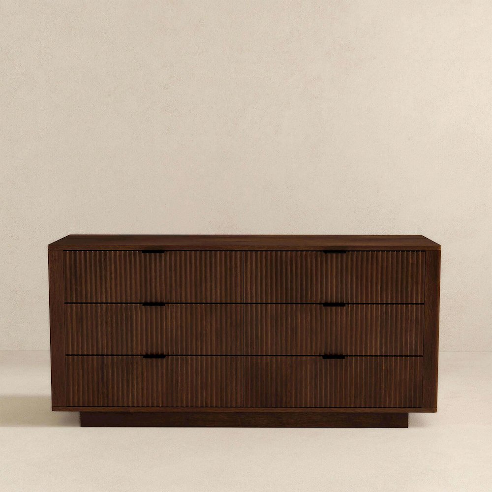 Lola Mid Century Modern Walnut Dresser With 6 Drawers. Picture 5