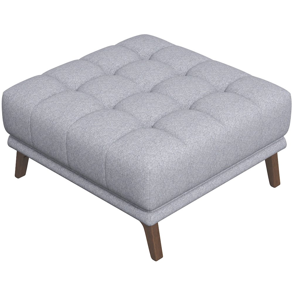 Addison Square Light Grey Upholstered Ottoman. Picture 1