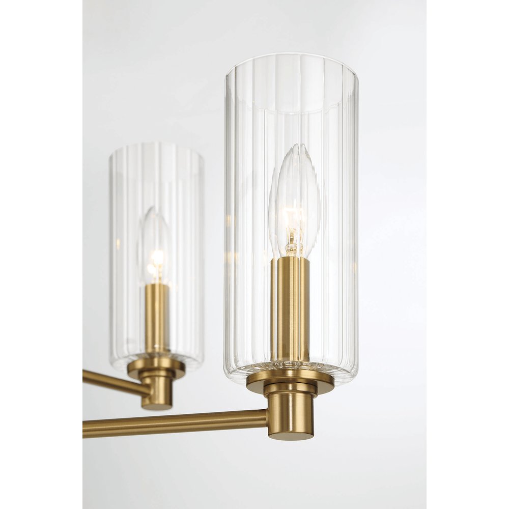 Timeless Six Lights Chandelier With Clear Ribbed Glass - Satin Brass. Picture 5