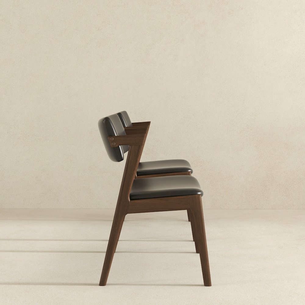 Edwin Mid Century Modern Black Vegan Leather Dining Chair (Set Of 2). Picture 6