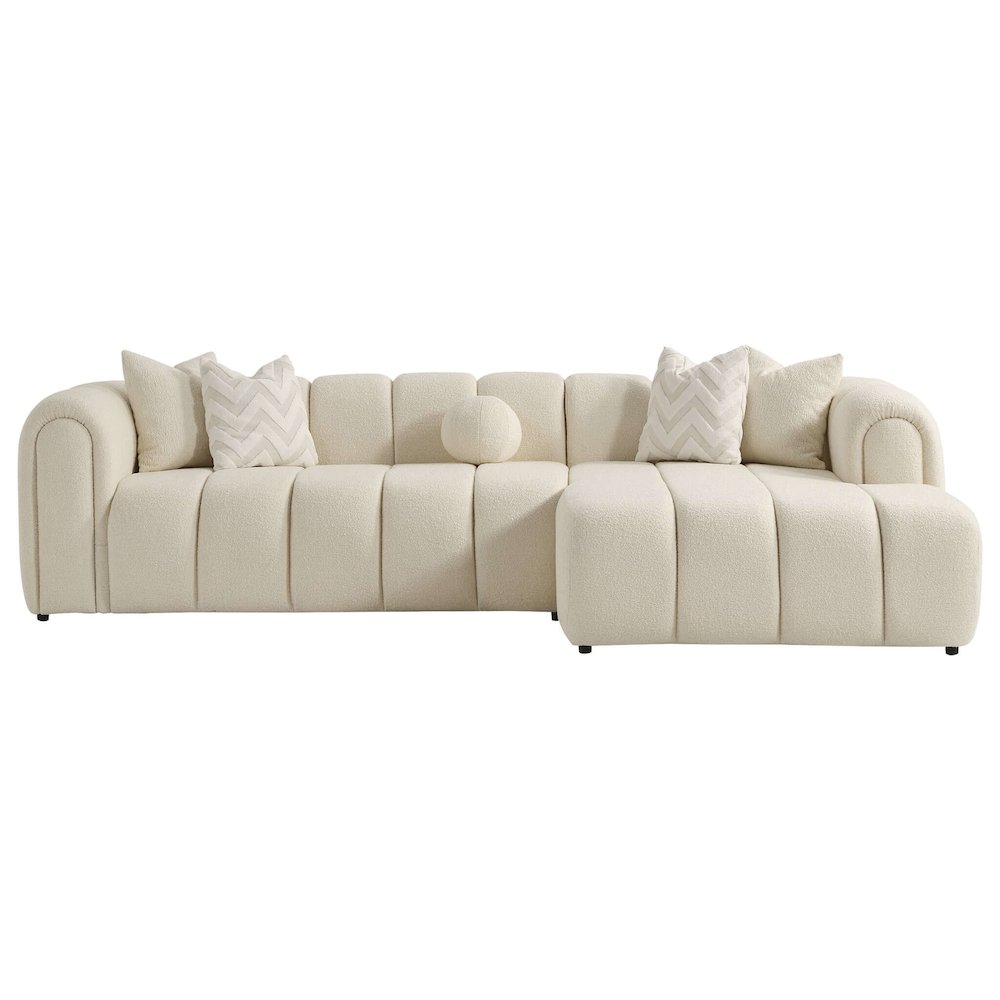 Beatrice Modern Tufted Ivory Boucle Right-Facing Sectional Sofa. Picture 1
