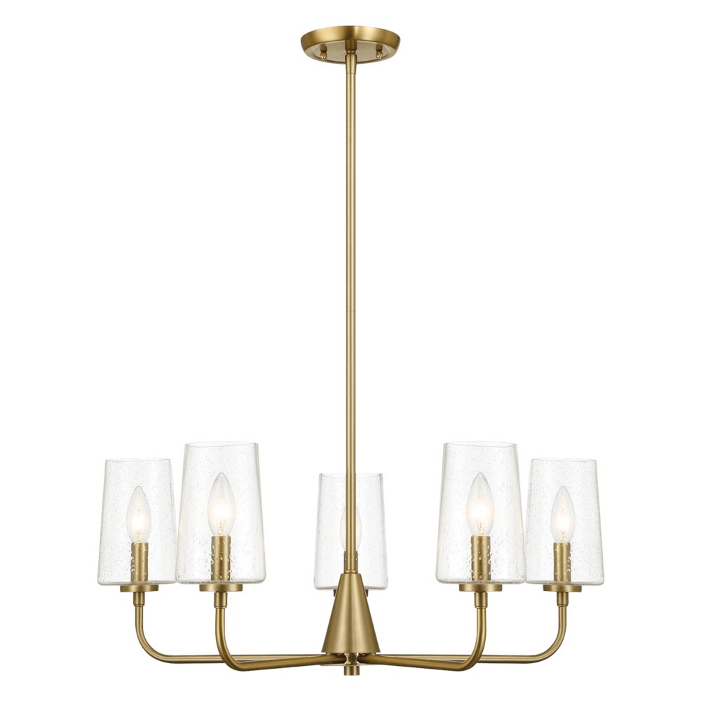 Dazzle Five Lights Chandelier With Clear Seeded Glass -Satin Brass. Picture 3
