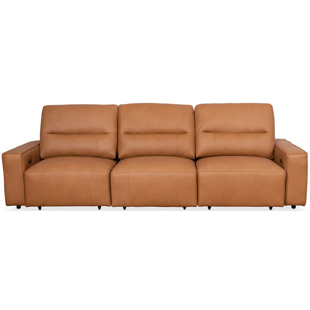 Grant Triple Power Convertible Cognac Leather Sofa. Picture 2
