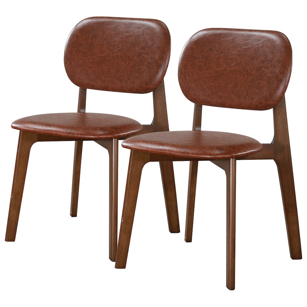 Kelsey Brown Leather Dining Chair (Set Of 2). Picture 1