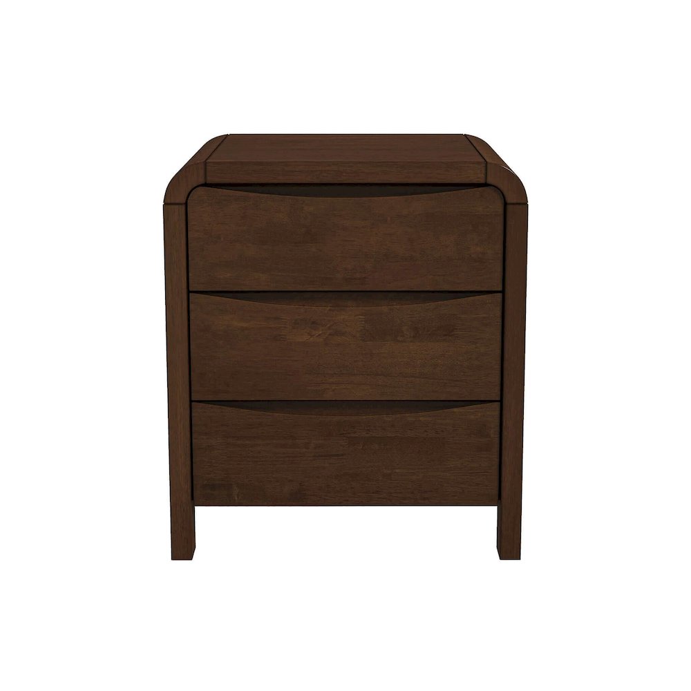 Lionel Mid Century Modern Solid Wood Nightstand 3-Drawer Bed Side Table. Picture 2