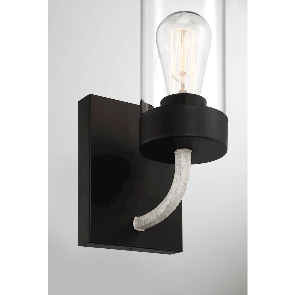 Zephyr Single Light Sconce With Clear Glass Metal Black Finish. Picture 4
