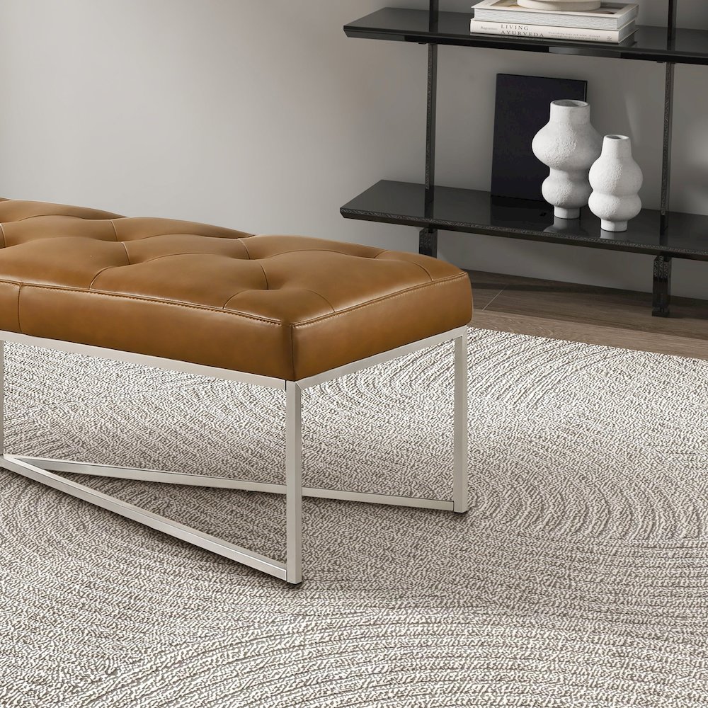 Harper Tan Genuine Leather Bench. Picture 5
