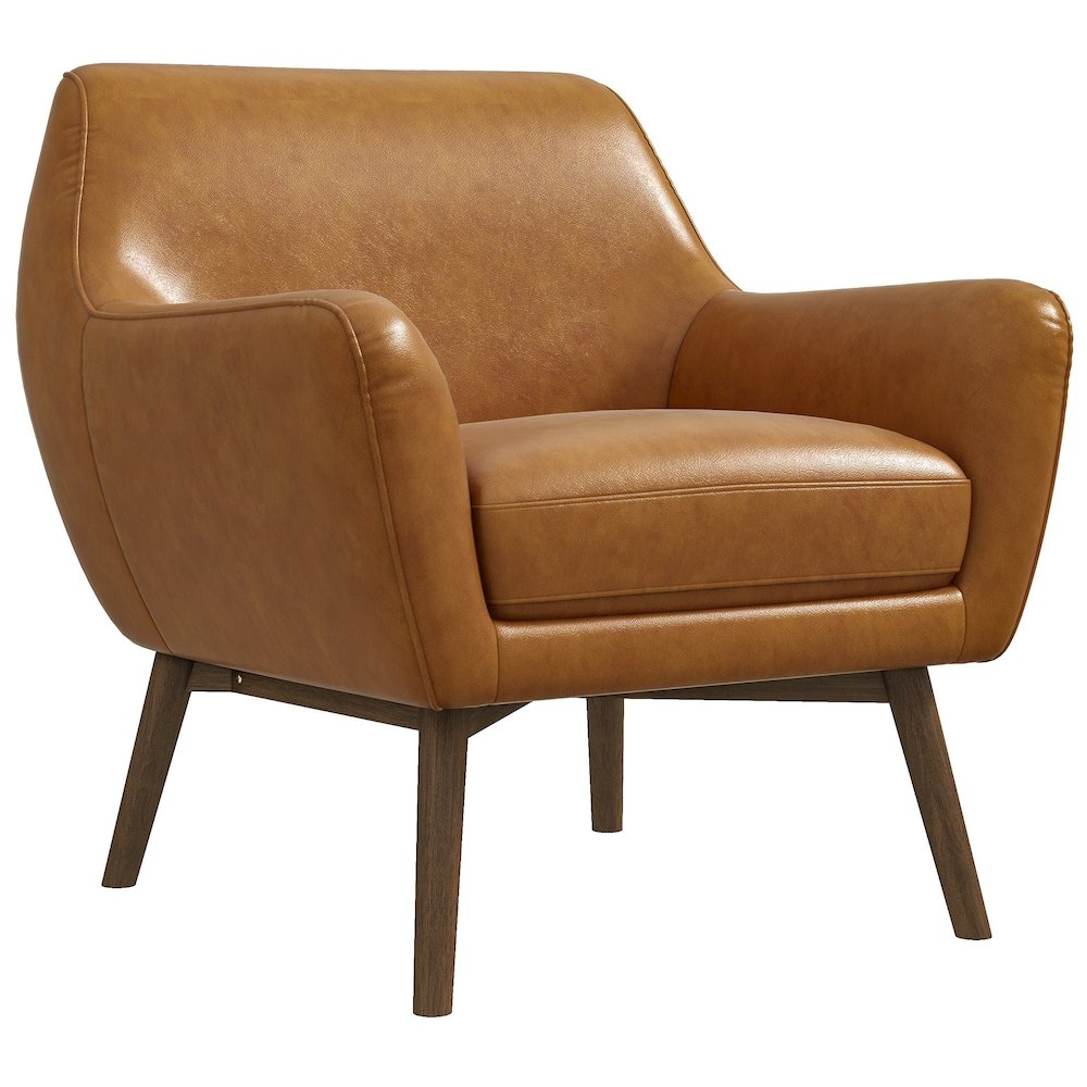 Panom Tan Leather Lounge Chair. Picture 1
