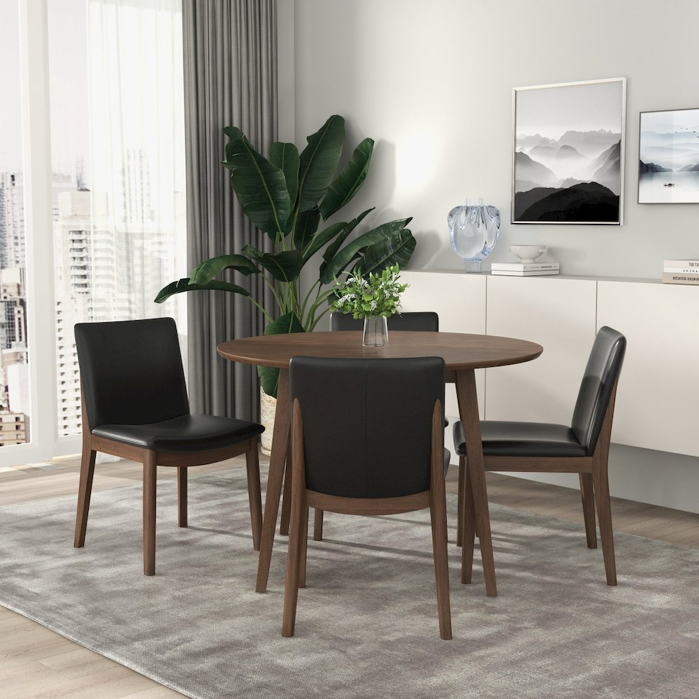Laura  Black PU Solid Wood Dining Chair (Set Of 2). Picture 4