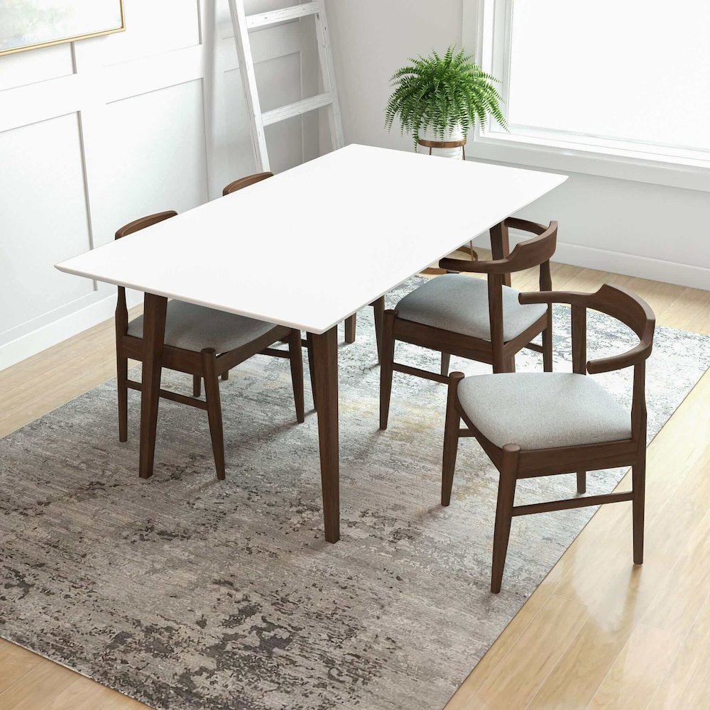Levi Modern Style Solid Wood Rectangular White Top Dining Table 47". Picture 4