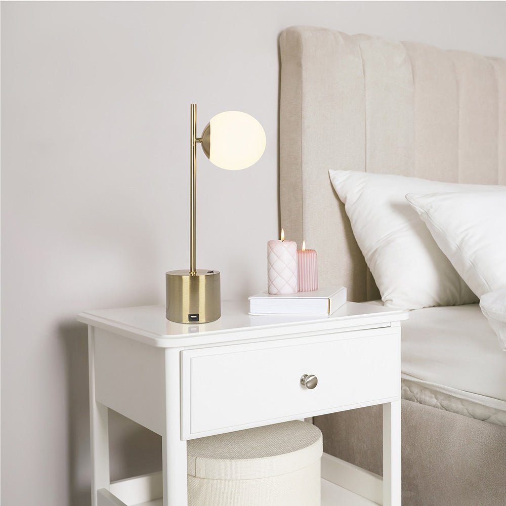 Ethereal Modern Small Brass Metal Table Lamp. Picture 4
