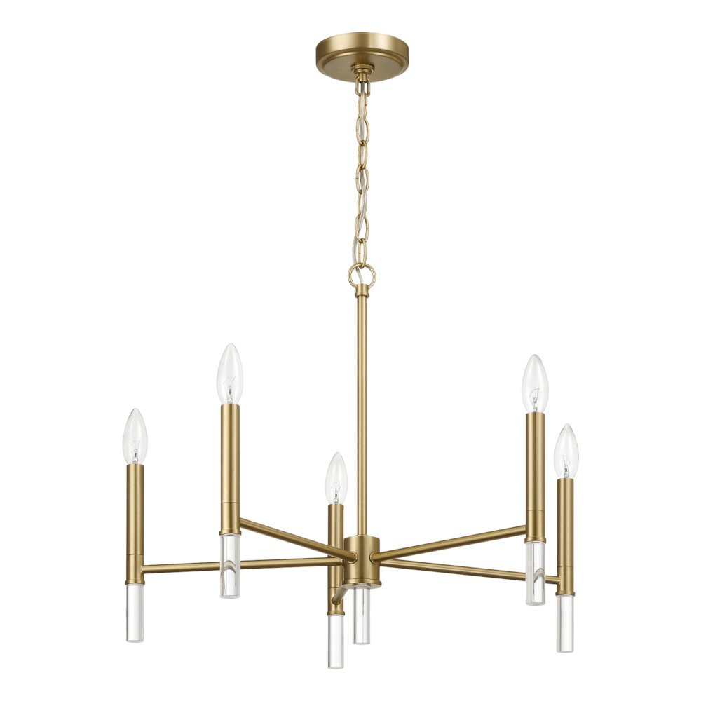 Courtyard Five Light Golden Brass Candle Light Chandelier. Picture 2
