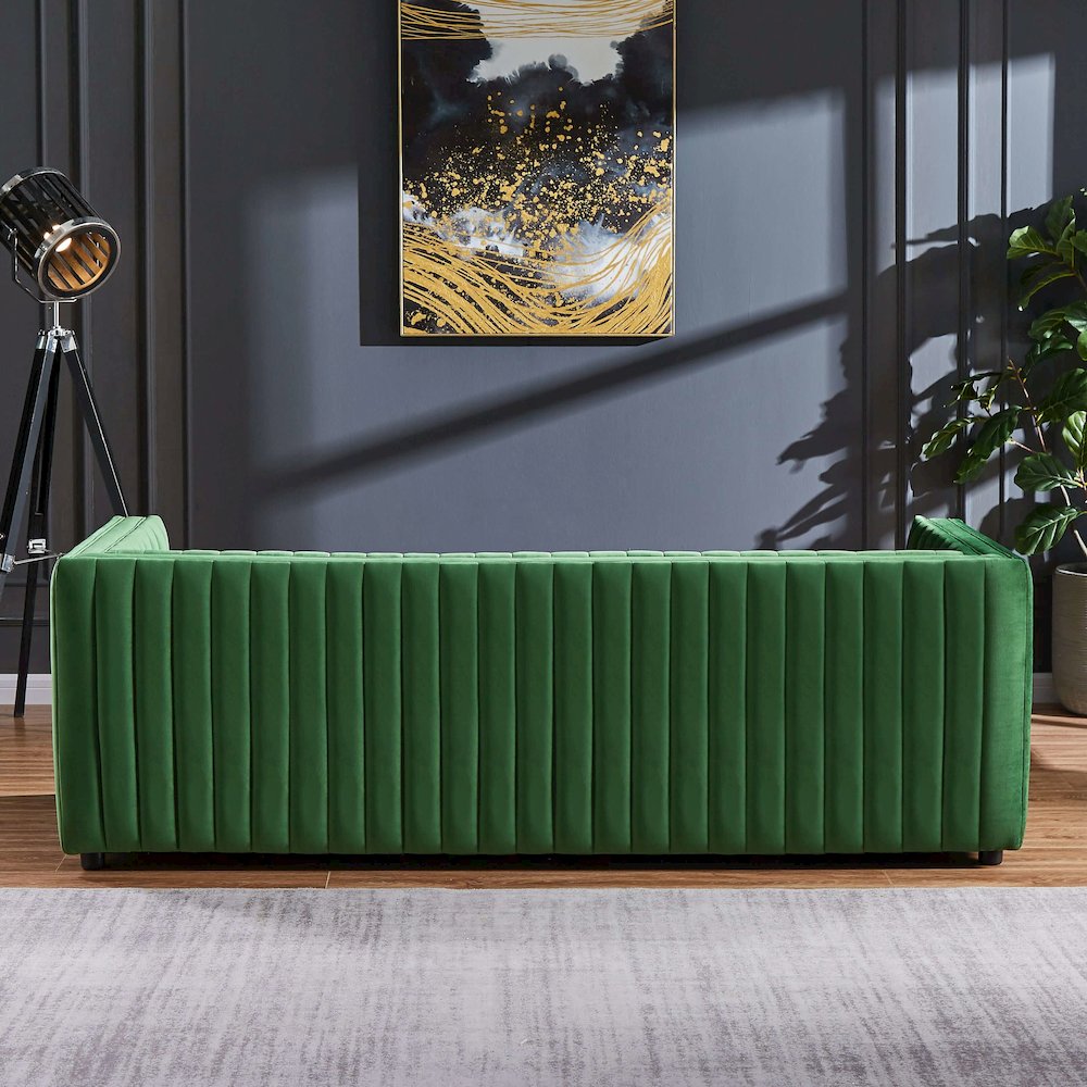 Dominic Channel Tufted Velvet Sofa. Picture 4