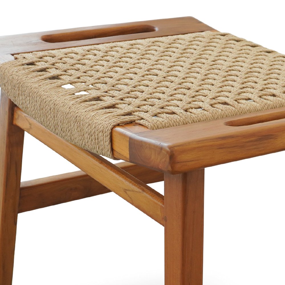Grit Rustic Solid Wood Frame Loom Stool. Picture 4