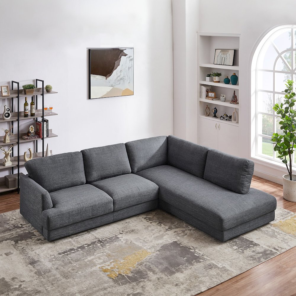 Glander Grey Fabric Right-Facing Sectional Sofa. Picture 3