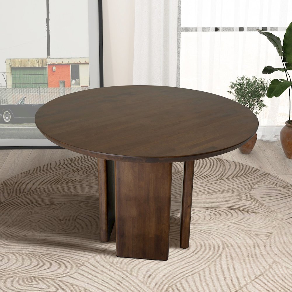 Alden Round Walnut Dining Table. Picture 3