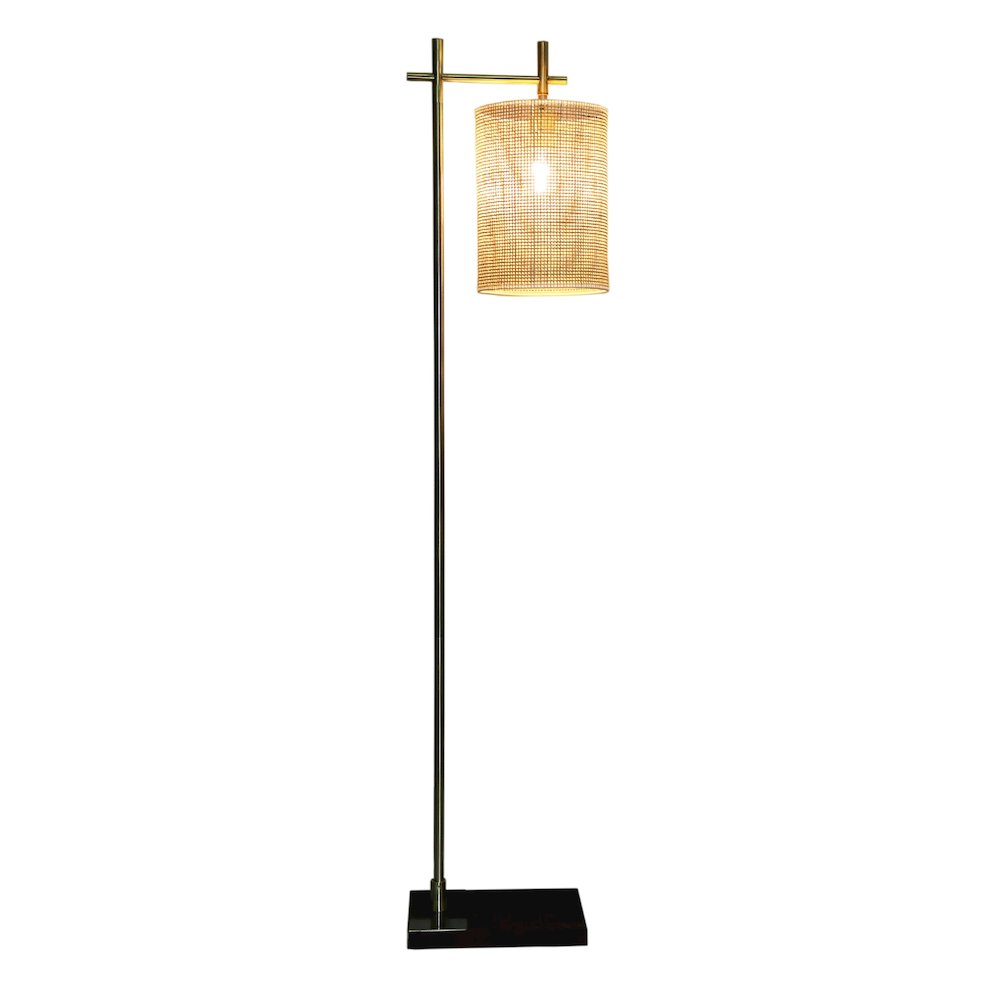 Brizo Bamboo Lampshade Floor Lamp Dark brown and Bronze. Picture 1