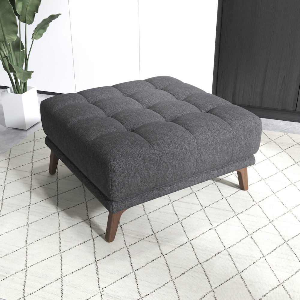 Addison Square Dark Grey Upholstered Ottoman. Picture 5