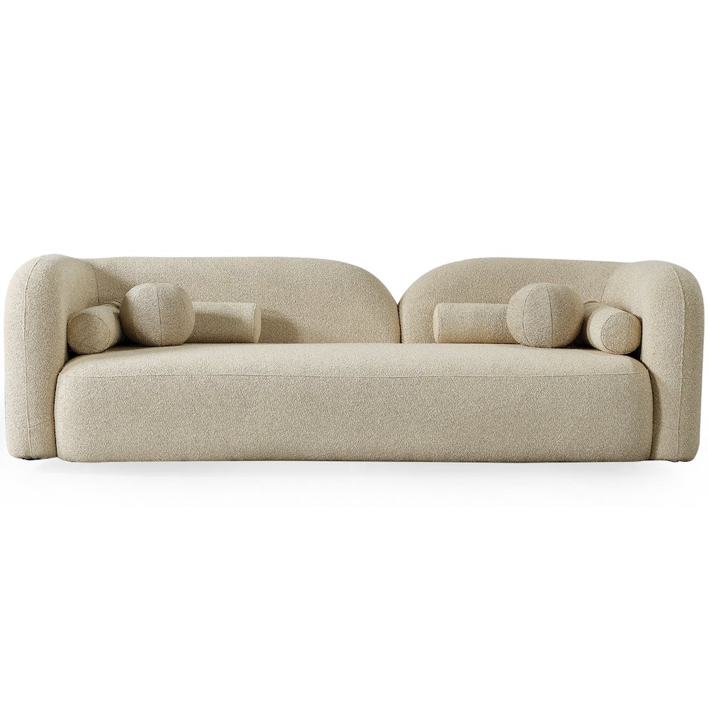 Donna Japandi Style Ivory Boucle Sofa. Picture 1