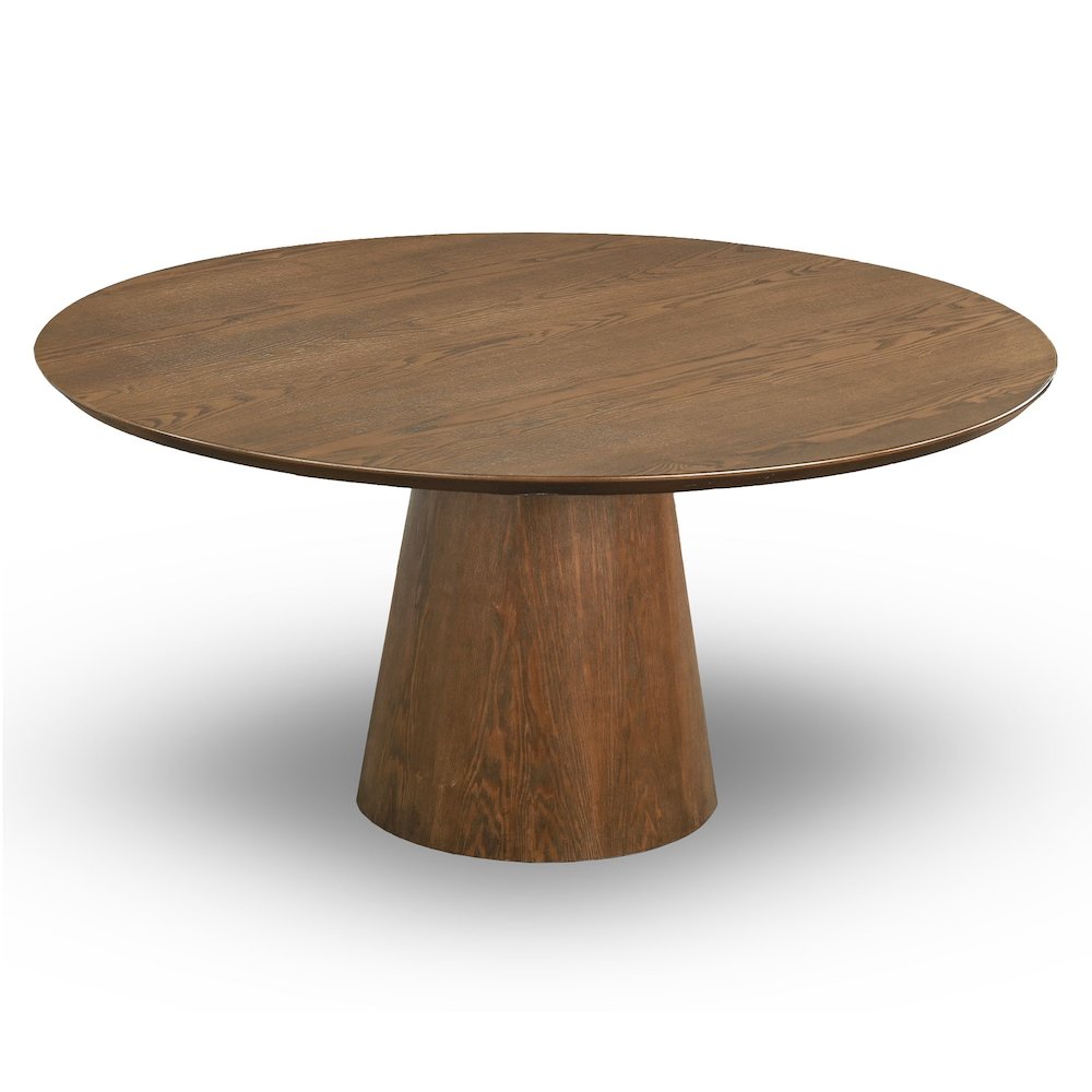 Palamades Round Solid Wood Walnut Dining Table - Large. Picture 2
