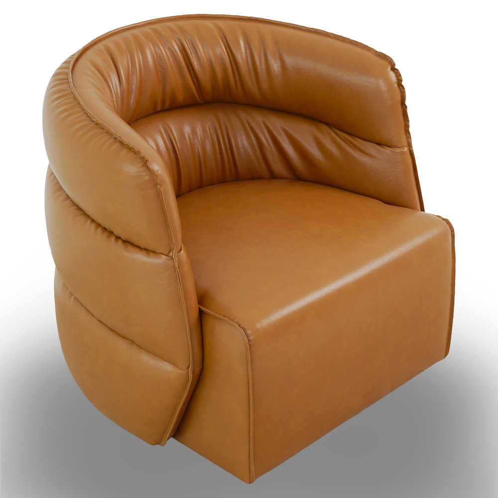 Walden Swivel Chair - Vegan Tan Leather. Picture 1