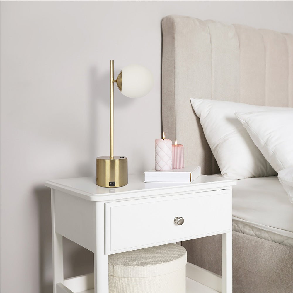 Ethereal Modern Small Brass Metal Table Lamp. Picture 2