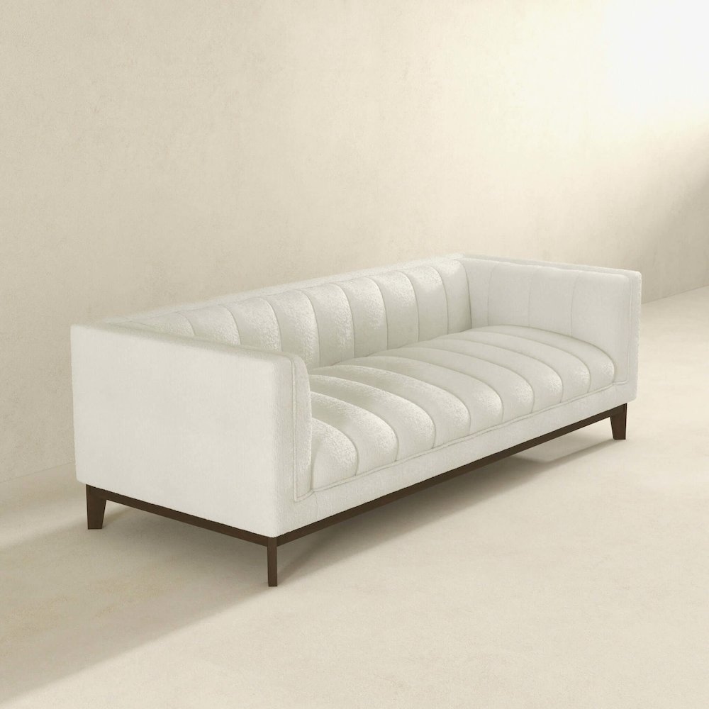 Melissa Mid-Century White Boucle Modern Sofa. Picture 6