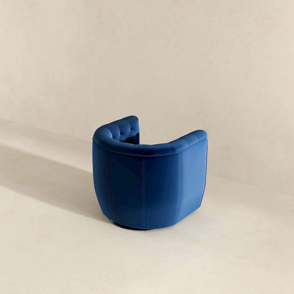 Delaney Dark Blue Velvet Swivel Chair. Picture 6