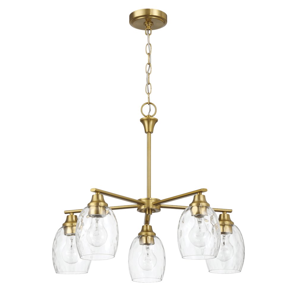 Elegance Five Lights Linear Arms with Golden Brass Finish Chain Chandelier. Picture 1