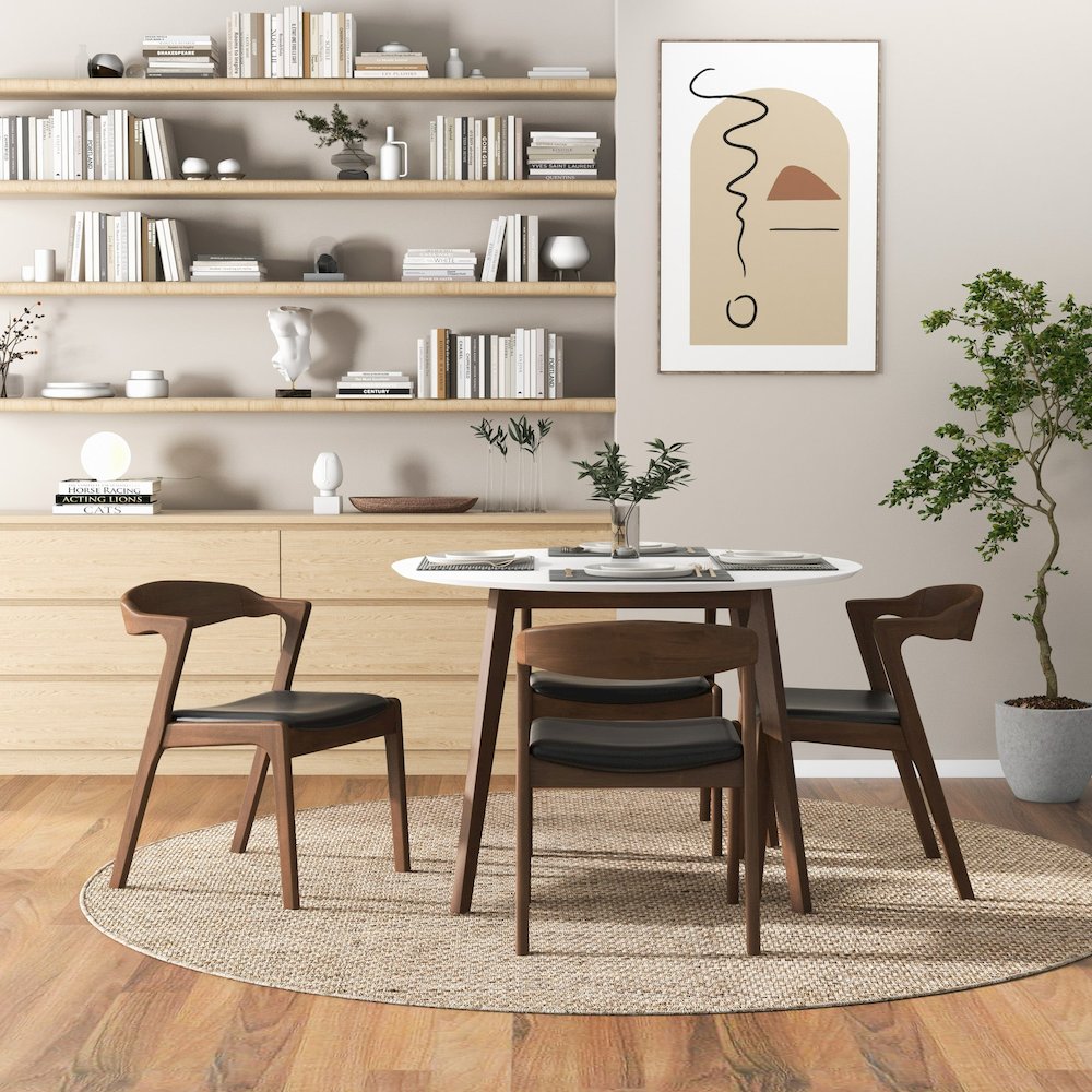 Dakota  Solid Wood Black Leather Dining Chair (Set Of 2). Picture 4
