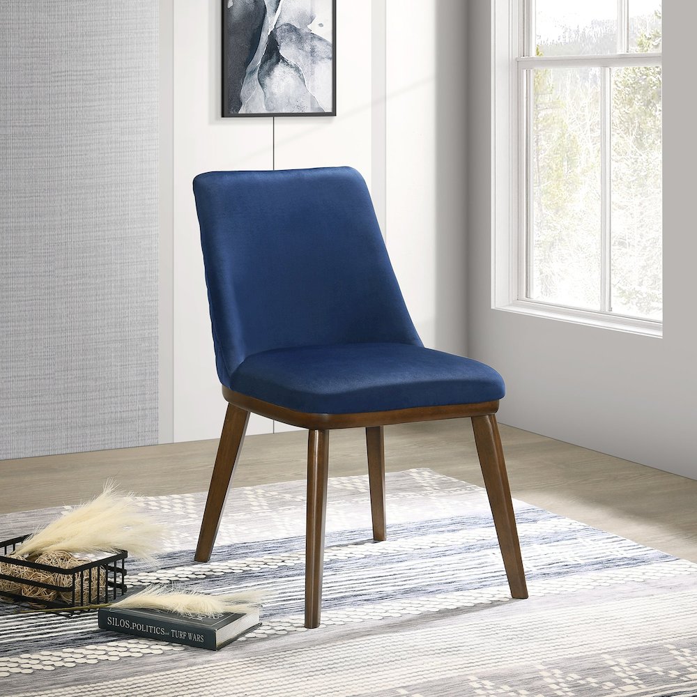 Clove Navy Blue Velvet Dining Chair (Set Of 2). Picture 4